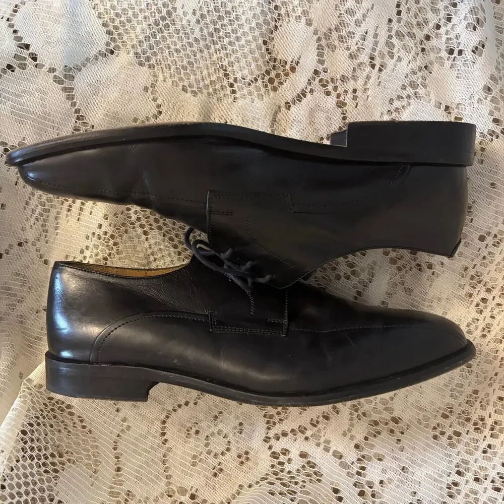 Johnston & Murphy Men's US 8.5 Black Leather Square Toe Oxfords Shoes